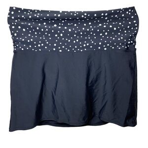 Swan Hi Waist Beach Swim Skirt Built in underwear Sz 12 Black White Polka Dots